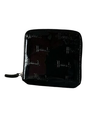 Harrods Knightsbridge Black Patent Zip-Around Wallet
